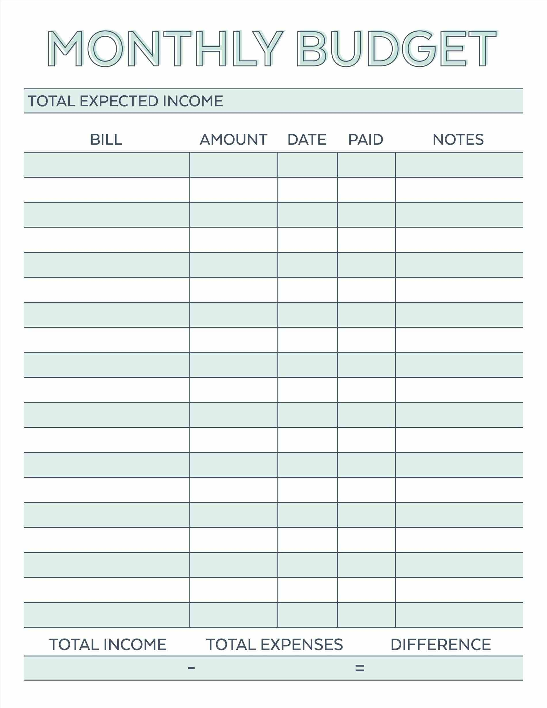 Budget Planner Planner Worksheet Monthly Bills Template Free