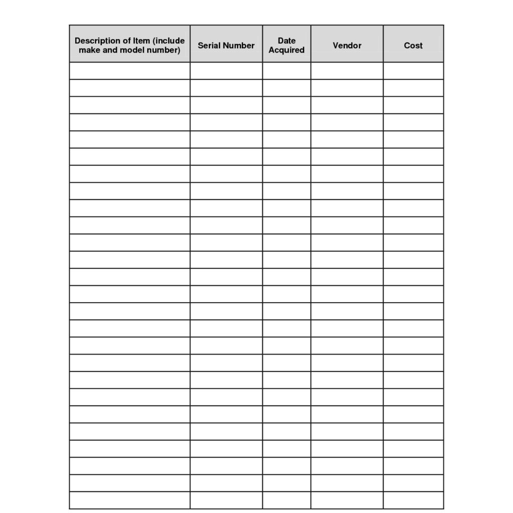 Business Inventory Checklist Templates For Your Inspirations Violeet