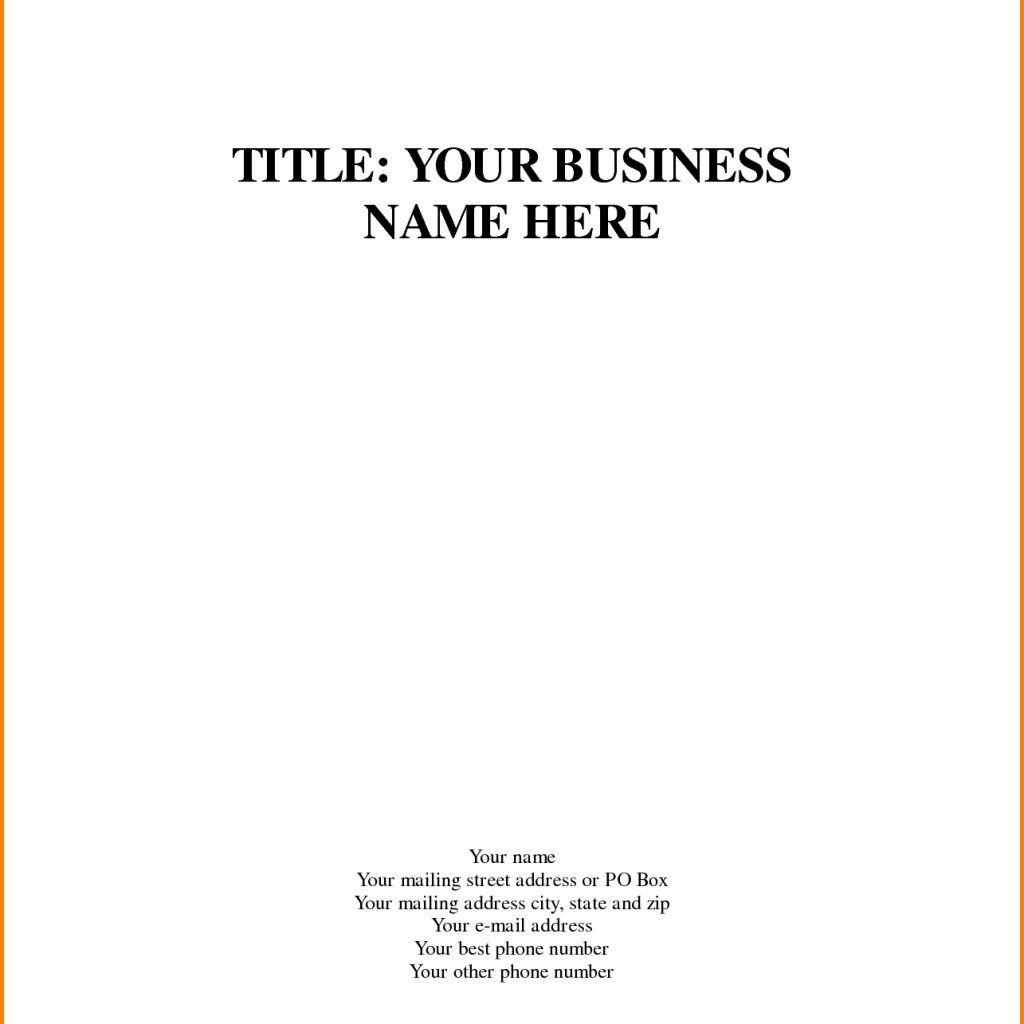 Business Plan Title Page Template Underbergdorfbibco