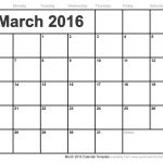 Calendar March 2016 Template Free Download