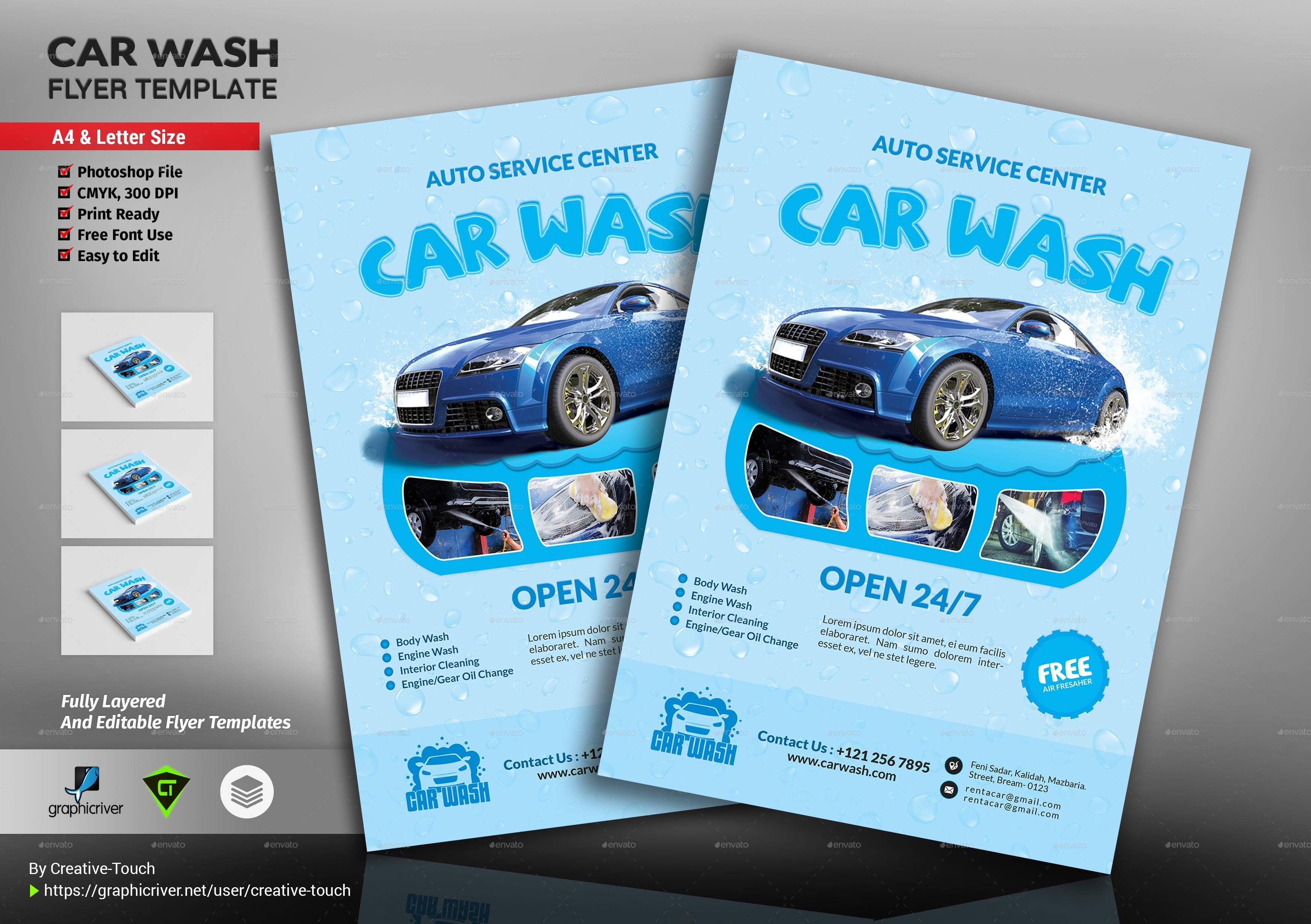 Car Wash Flyer Template Creative Touch Graphicriver 