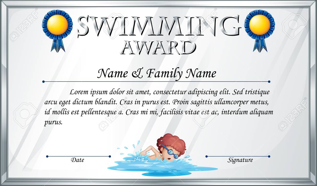 Certificate Template For Swimming Award Illustration Royalty Free 