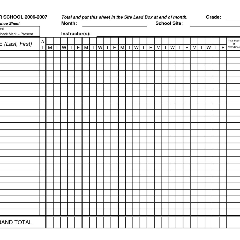 Classroom Attendance Sheets Class Attendance Sheets Excel