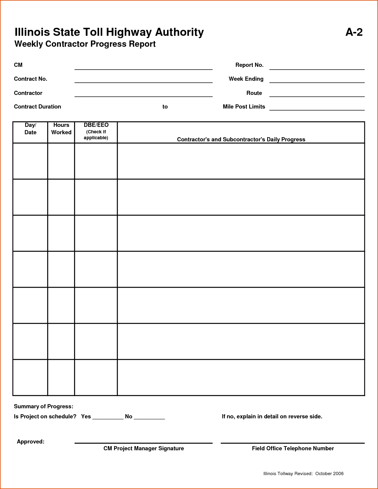 Construction Weekly Progress Report Template Qualads