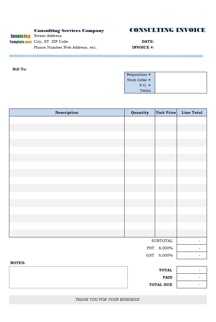 Consulting Invoice Template 