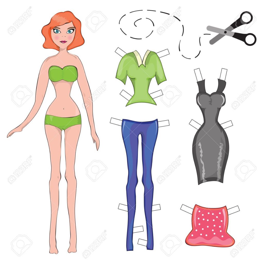 Cute Dress Up Paper Doll Body Template Outfit Royalty Free