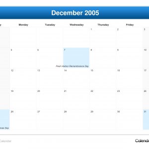 December 2005 Calendar Calendars Jcreview