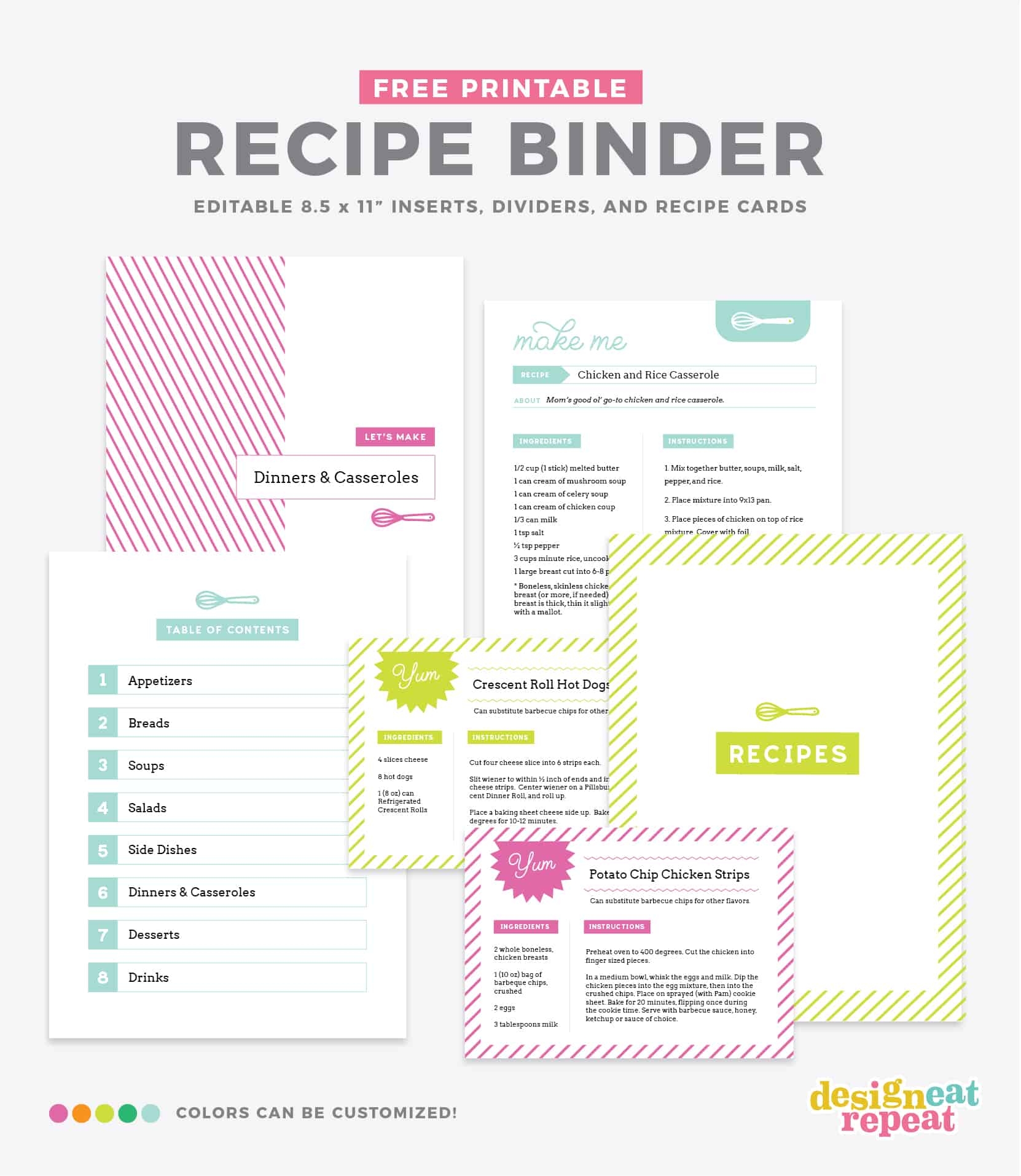 Diy Recipe Book With Free Printable Recipe Binder Kit 