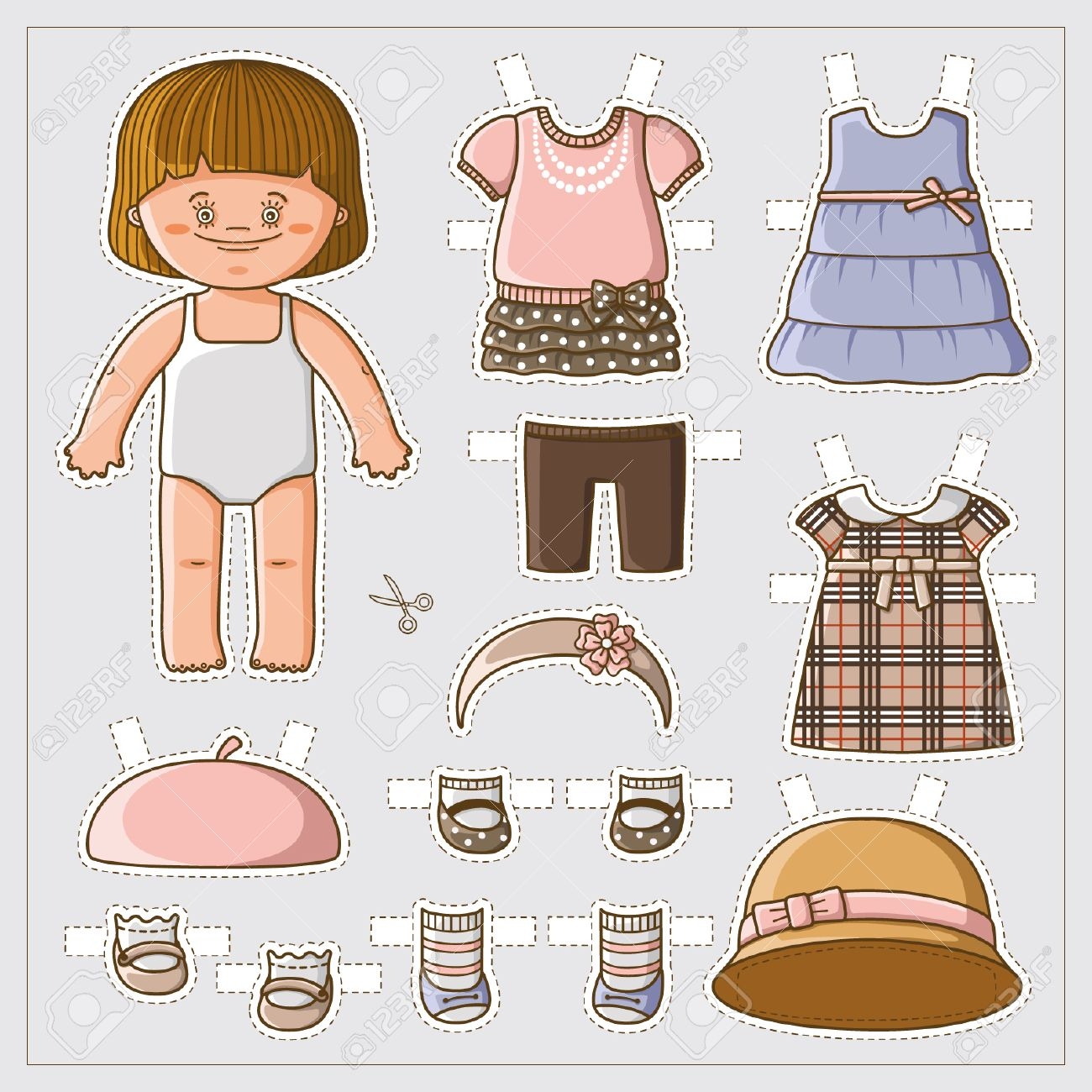 Dress Up Cute Paper Doll With Body Template Royalty Free Cliparts