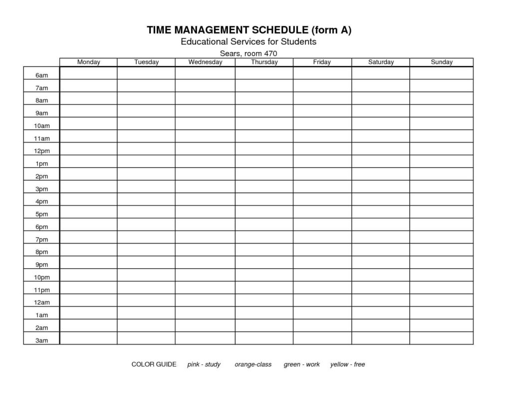 Easy To Use Time Management Excel Spreadsheet Template For Student 