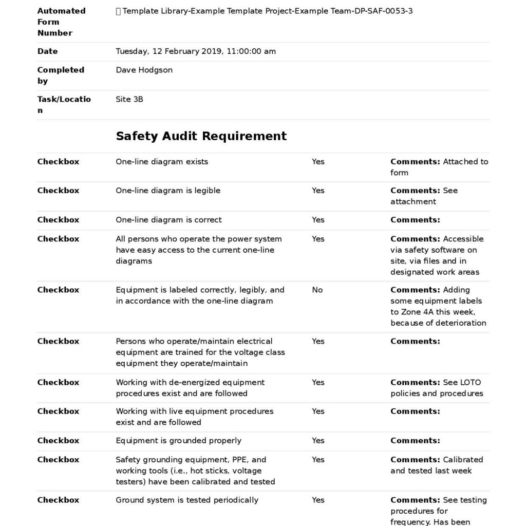 Electrical Safety Audit Checklist Free And Customisable Template