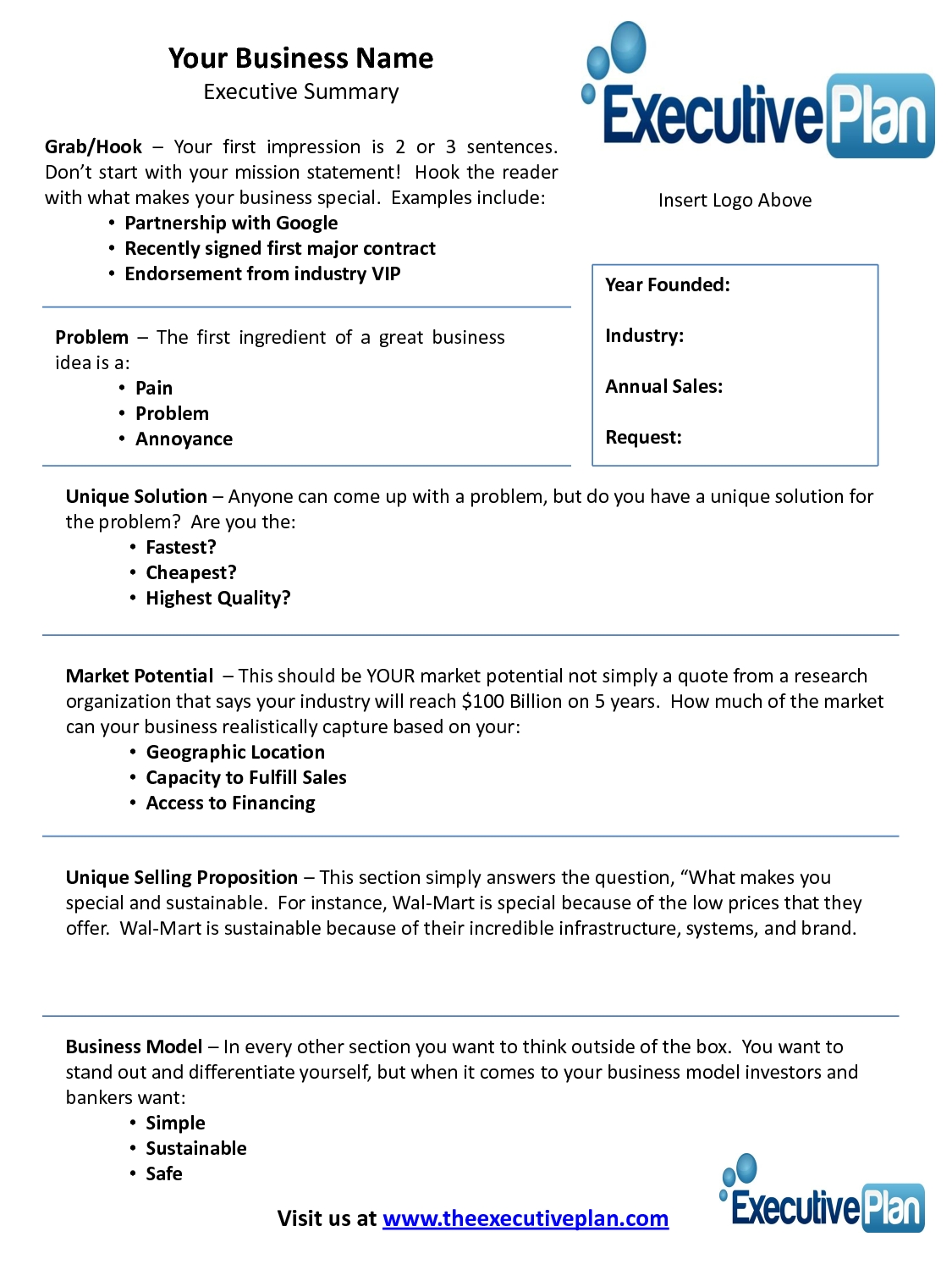 Examples Of An Executive Summary Executive Summary Template For 