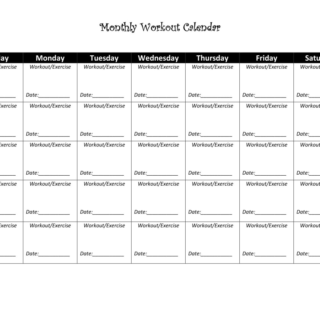 Exercise Calendar