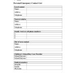 Family Contact List Template Canasbergdorfbibco