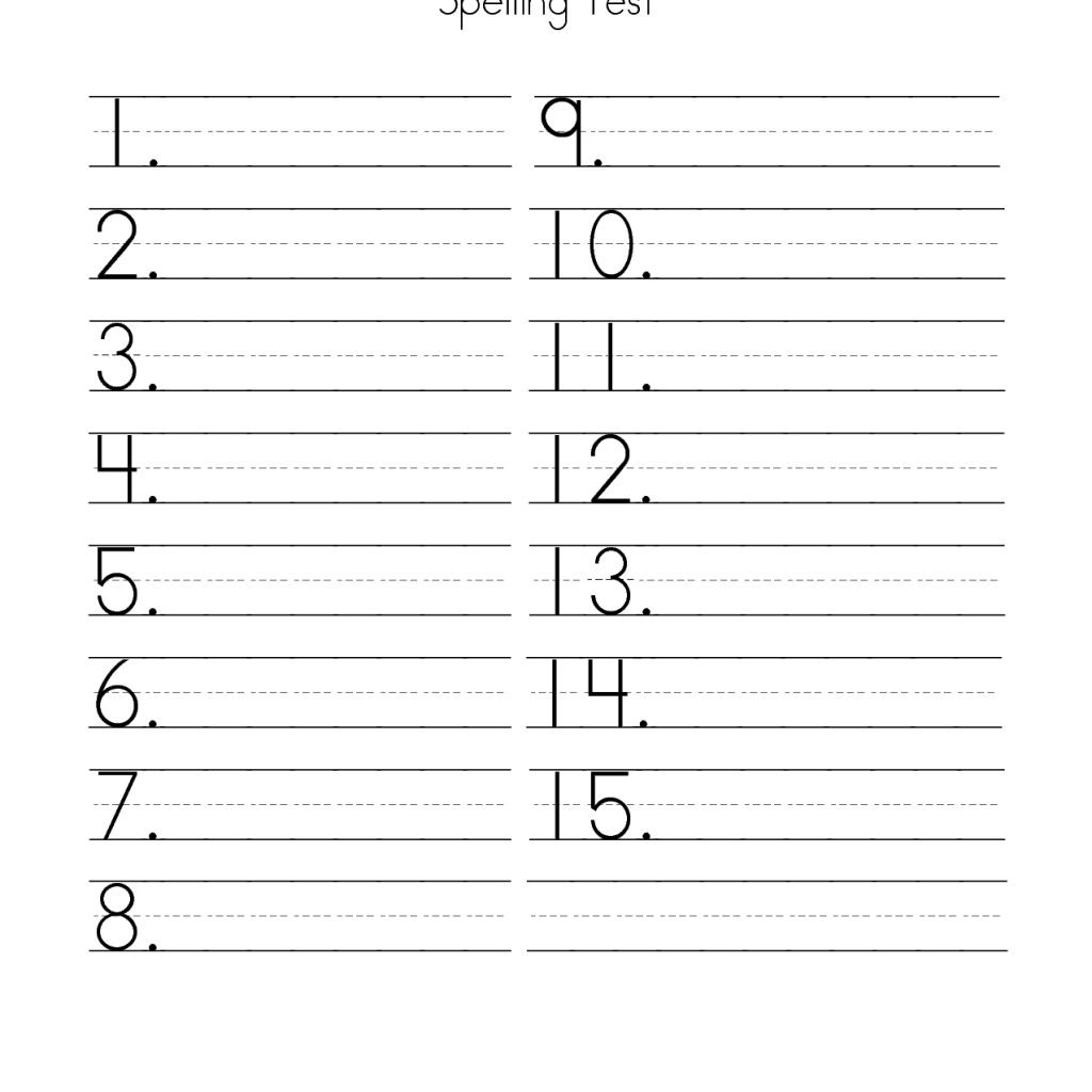 First Grade Spelling Test Paper 15 Answer Spelling Test Paper