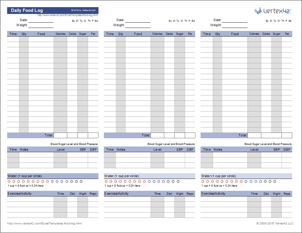 Food Log Template Printable Daily Food Log 