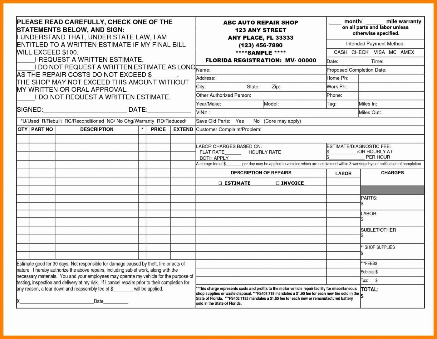 Free Blank Estimate Template Microsoft Btsmmo 