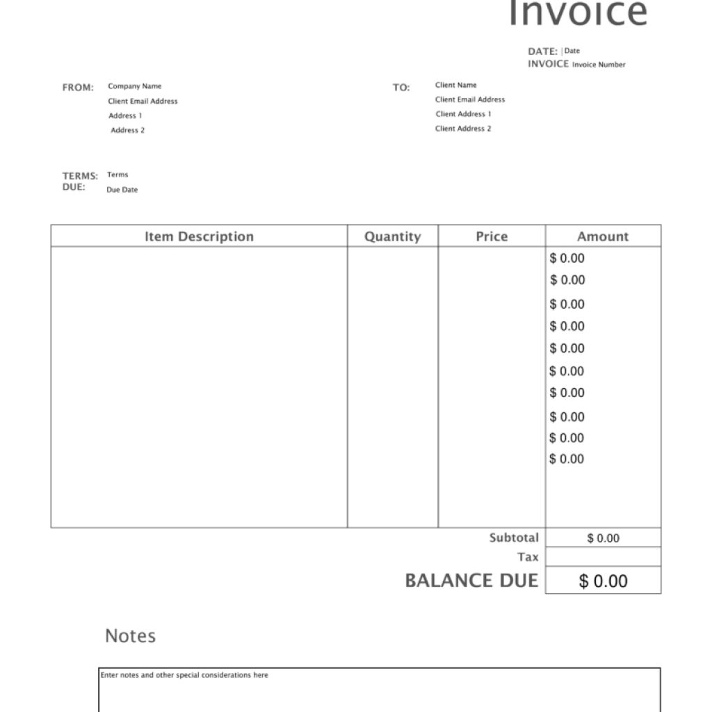 Free Blank Invoice Templates Pdf Eforms Free Fillable Forms