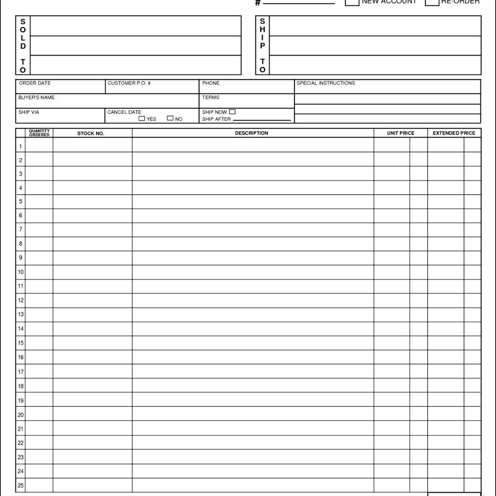 Free Blank Order Form Template Besttemplates123 Sample Order