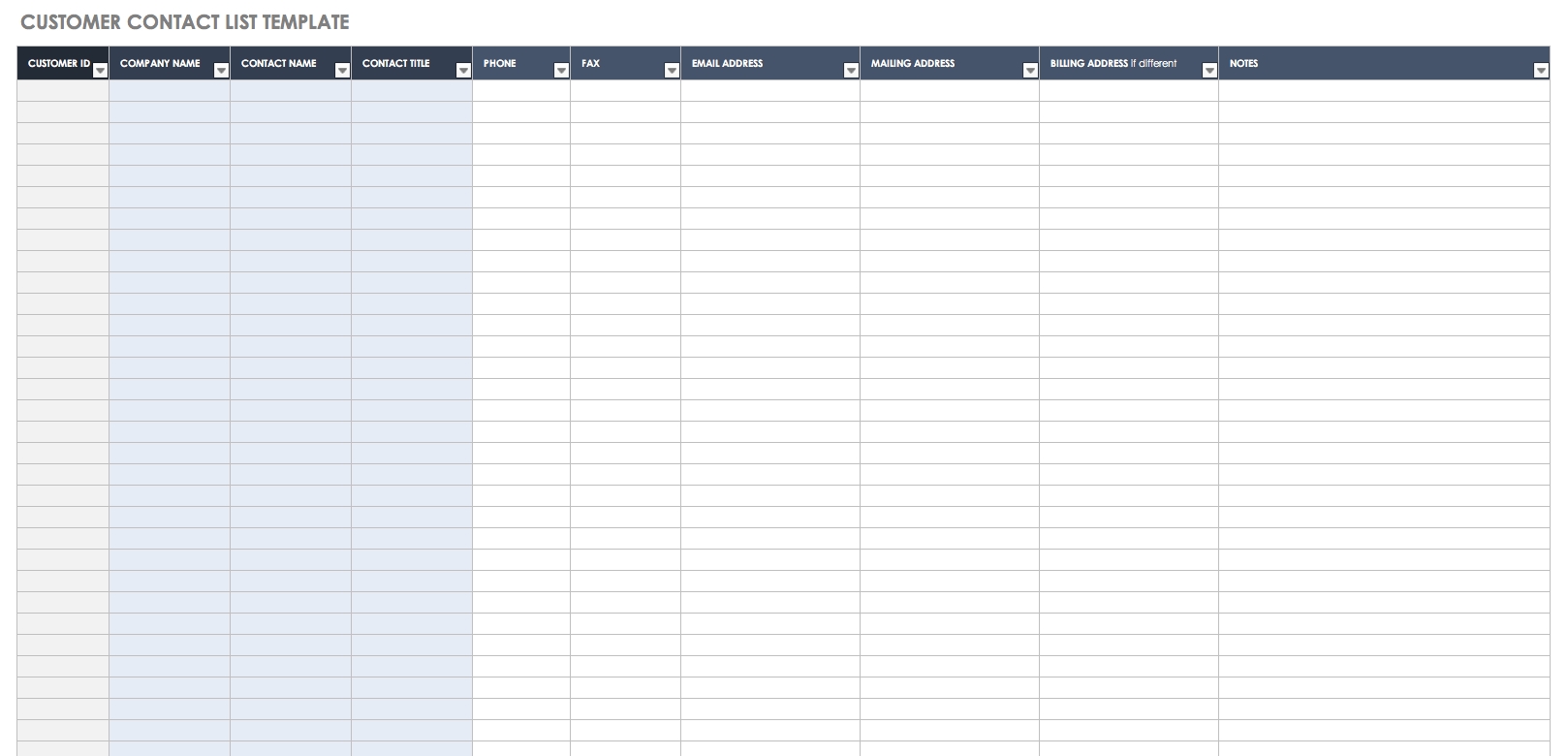 Free Contact List Templates Smartsheet