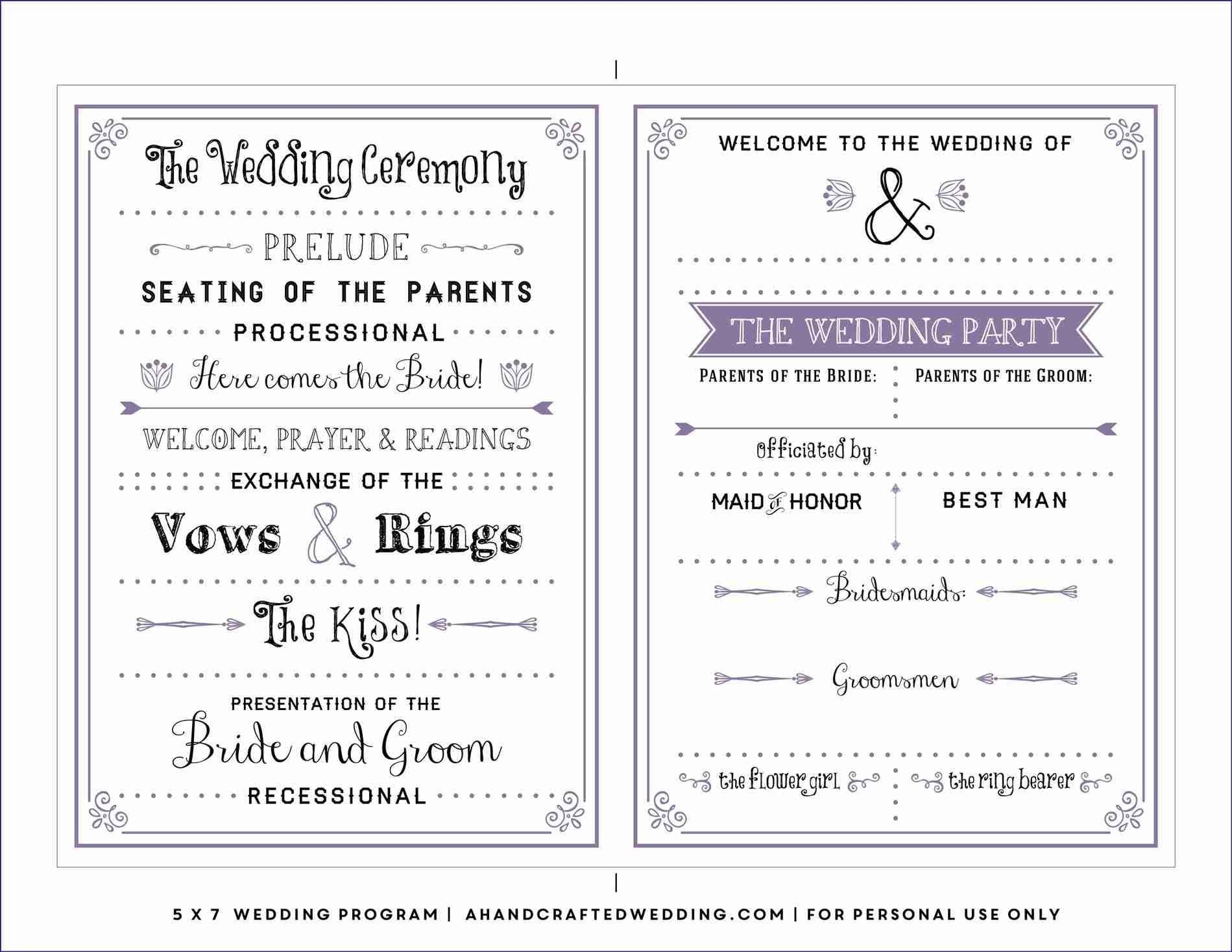 Free Downloadable Wedding Program Template That Can Be Printed