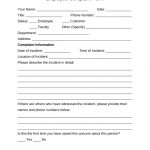 Free Employee Complaint Form Pdf Word Eforms Free Fillable Forms