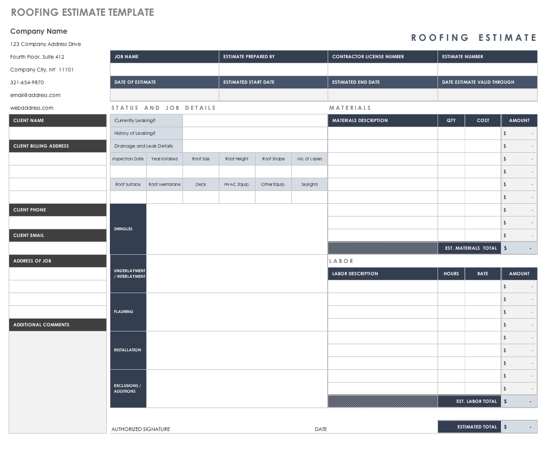 Free Estimate Templates Smartsheet 