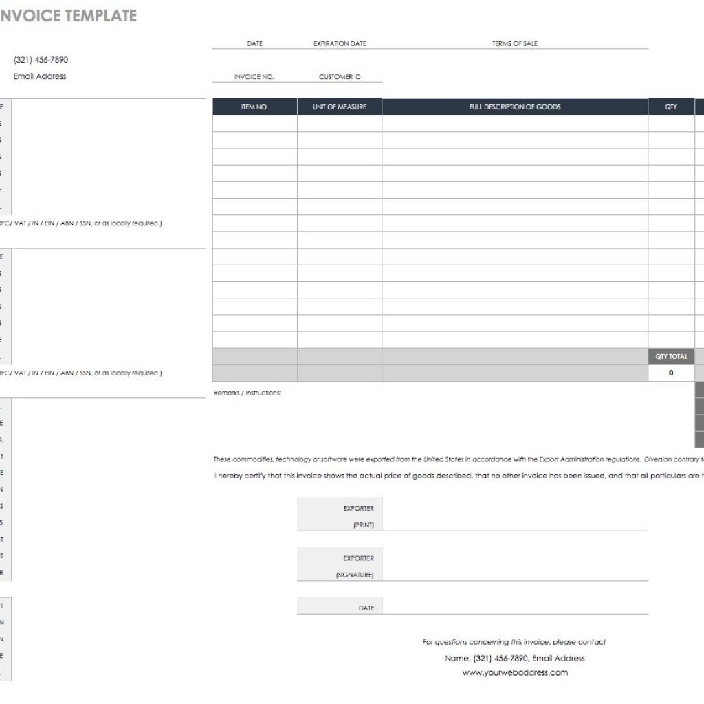 Free Excel Invoice Templates Smartsheet