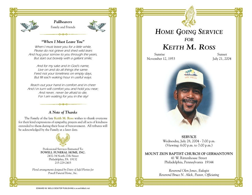 Free Funeral Program Templates Funeral Program Sample Order Of