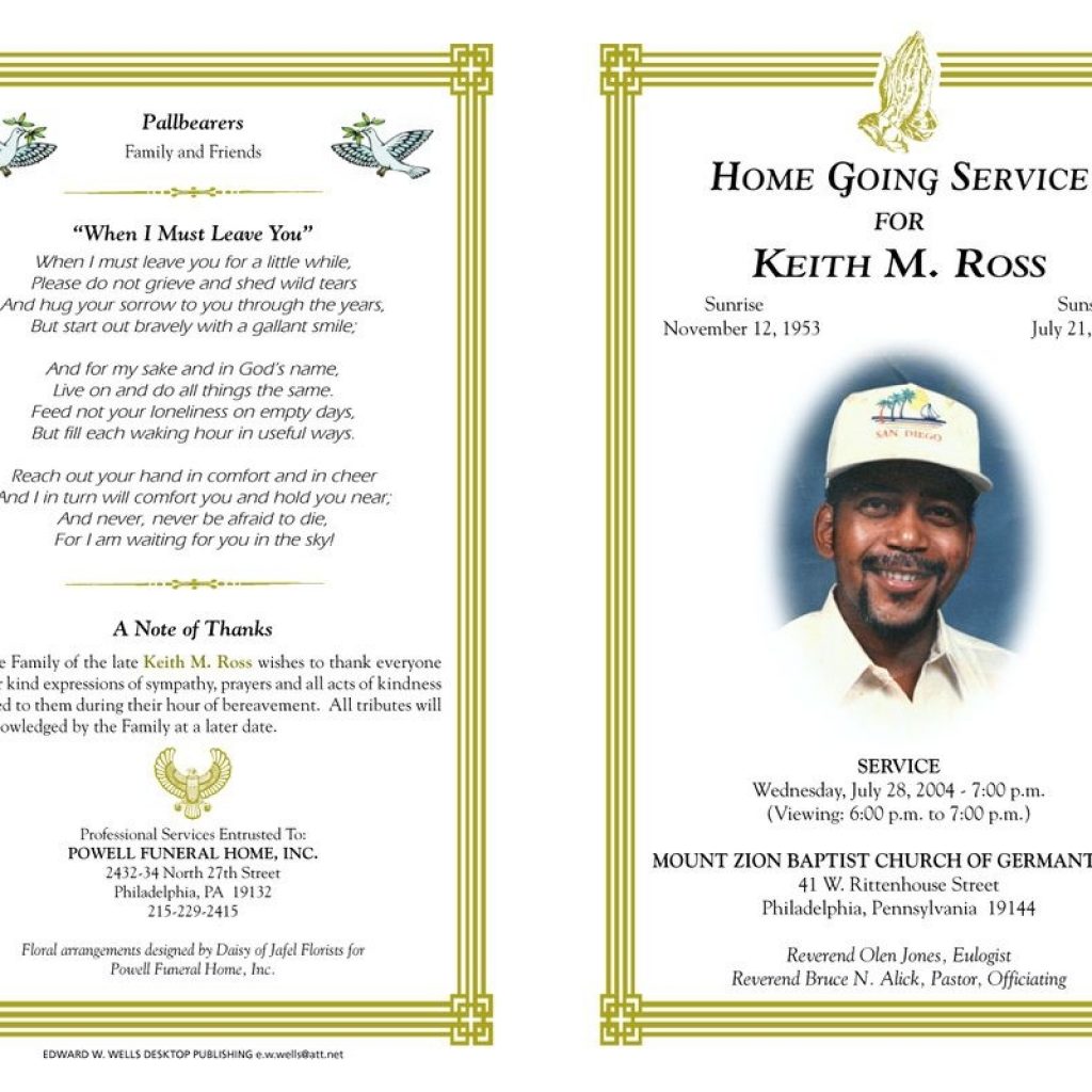 Free Funeral Program Templates Funeral Program Sample Order Of