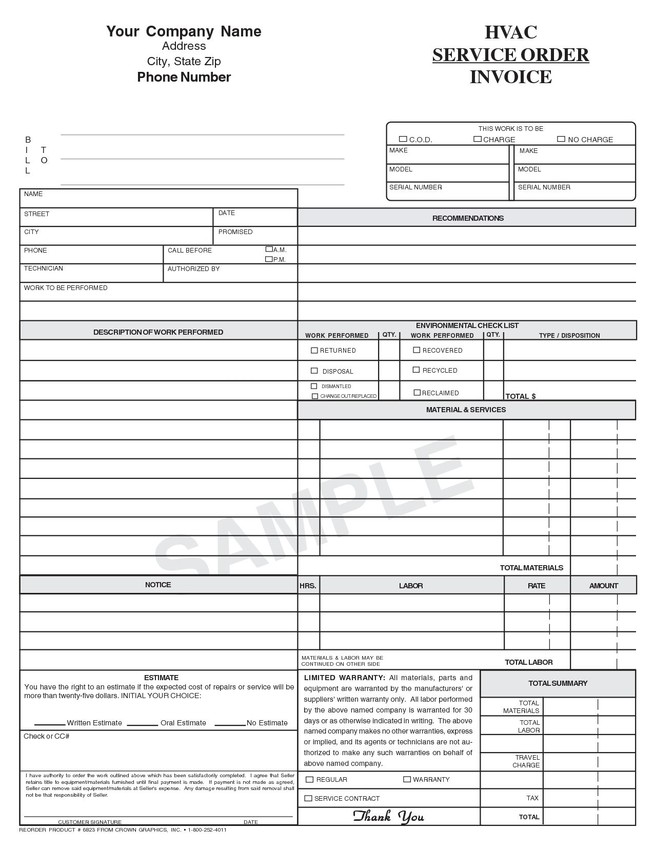 Free Hvac Invoice Template Free Invoice Template Hvac Invoice 