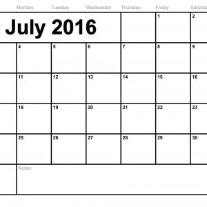 Free July 2016 Printable Calendar Calender Monthly Calendar