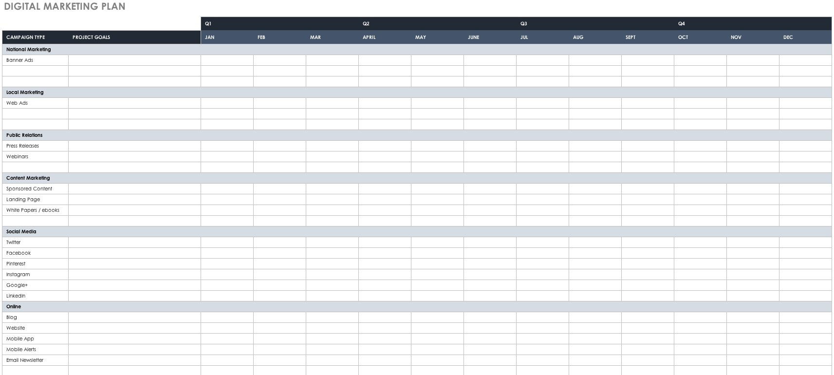 Free Marketing Plan Templates For Excel Smartsheet 