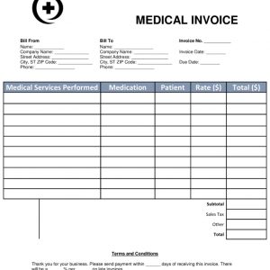 Free Medical Invoice Template Word Pdf Eforms Free Fillable