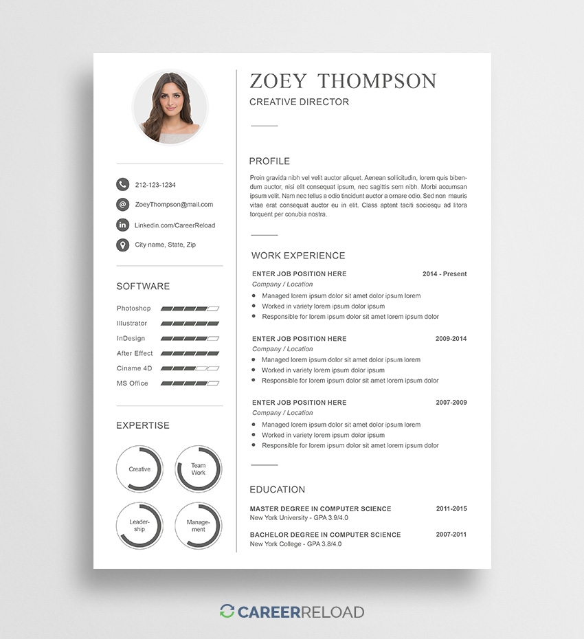 Free Photoshop Resume Templates Free Download Career Reload