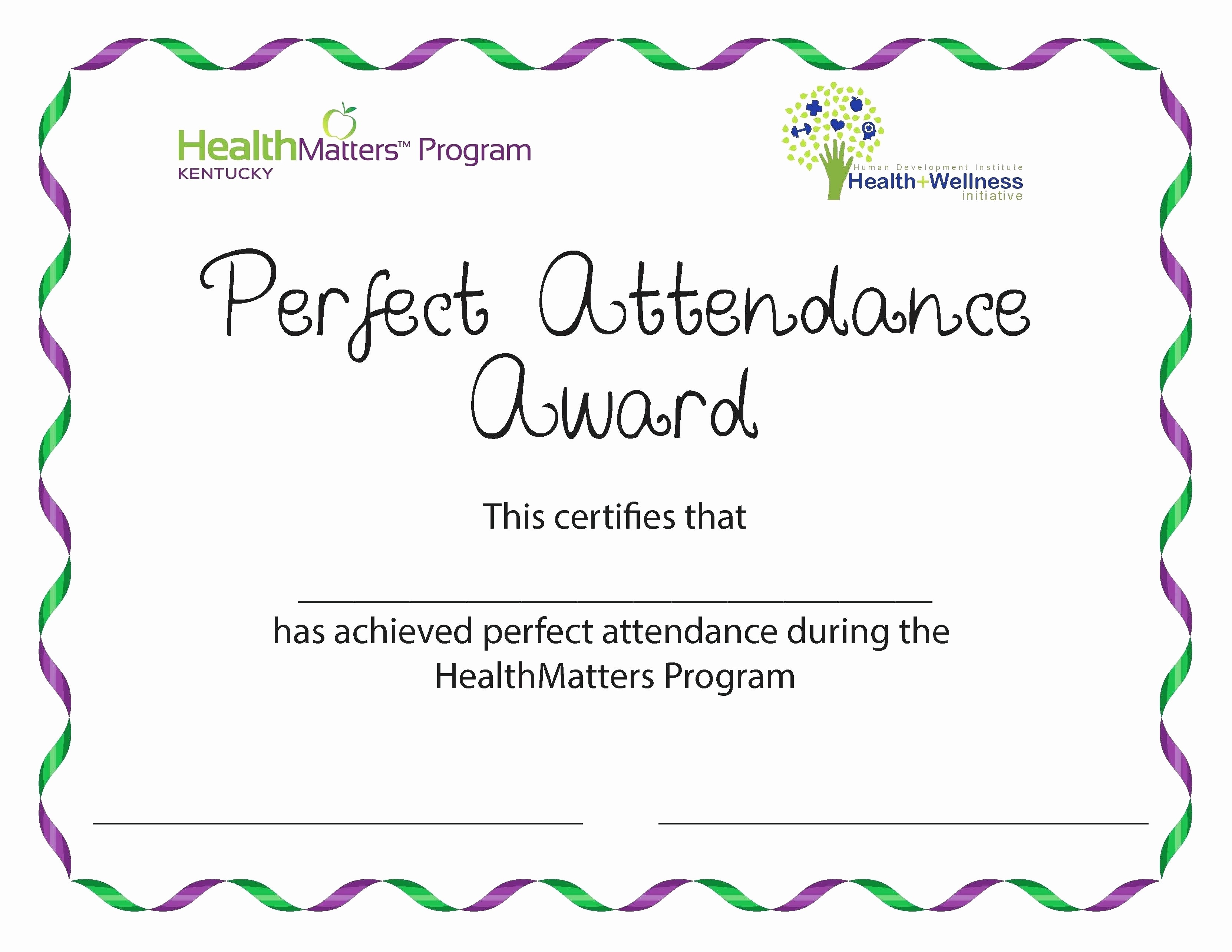 Free Printable Perfect Attendance Certificates New Template Editable 