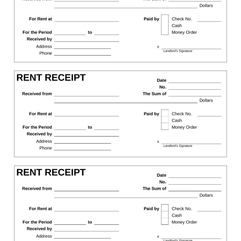 Free Rent Receipt Template Pdf Word Eforms Free Fillable Forms