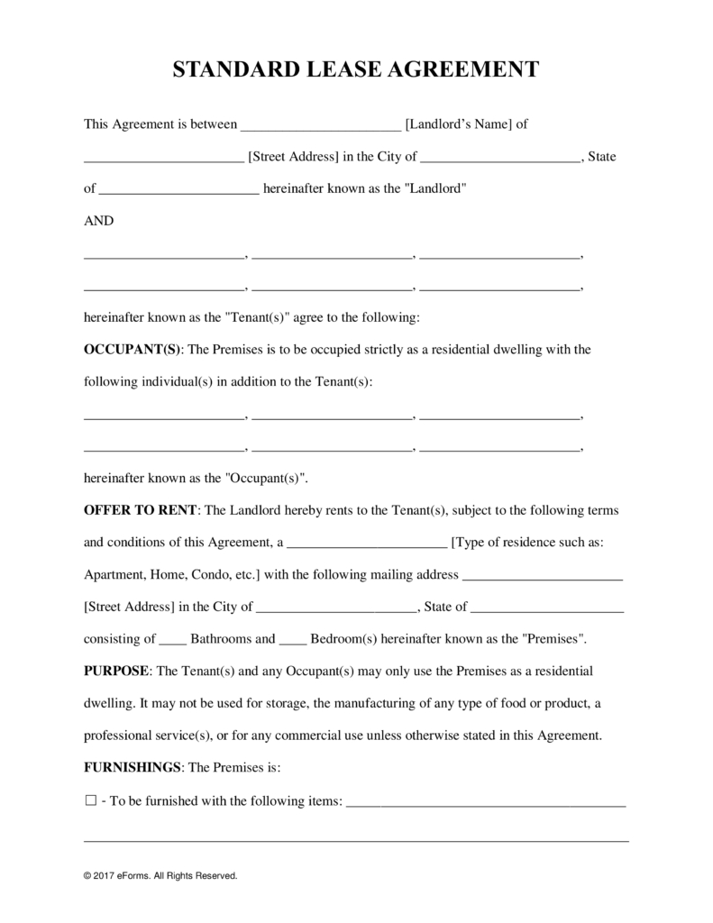 Free Rental Lease Agreement Templates Residential Commercial