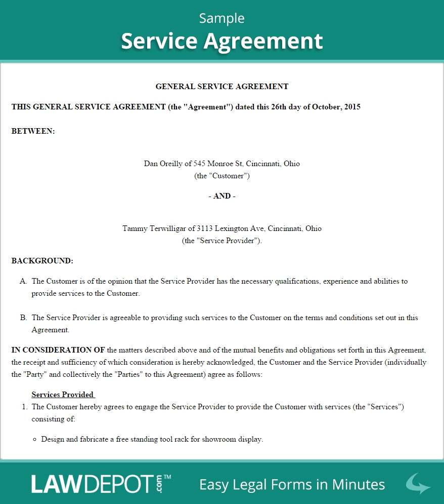 Free Service Agreement Create Download And Print Lawdepot Us 