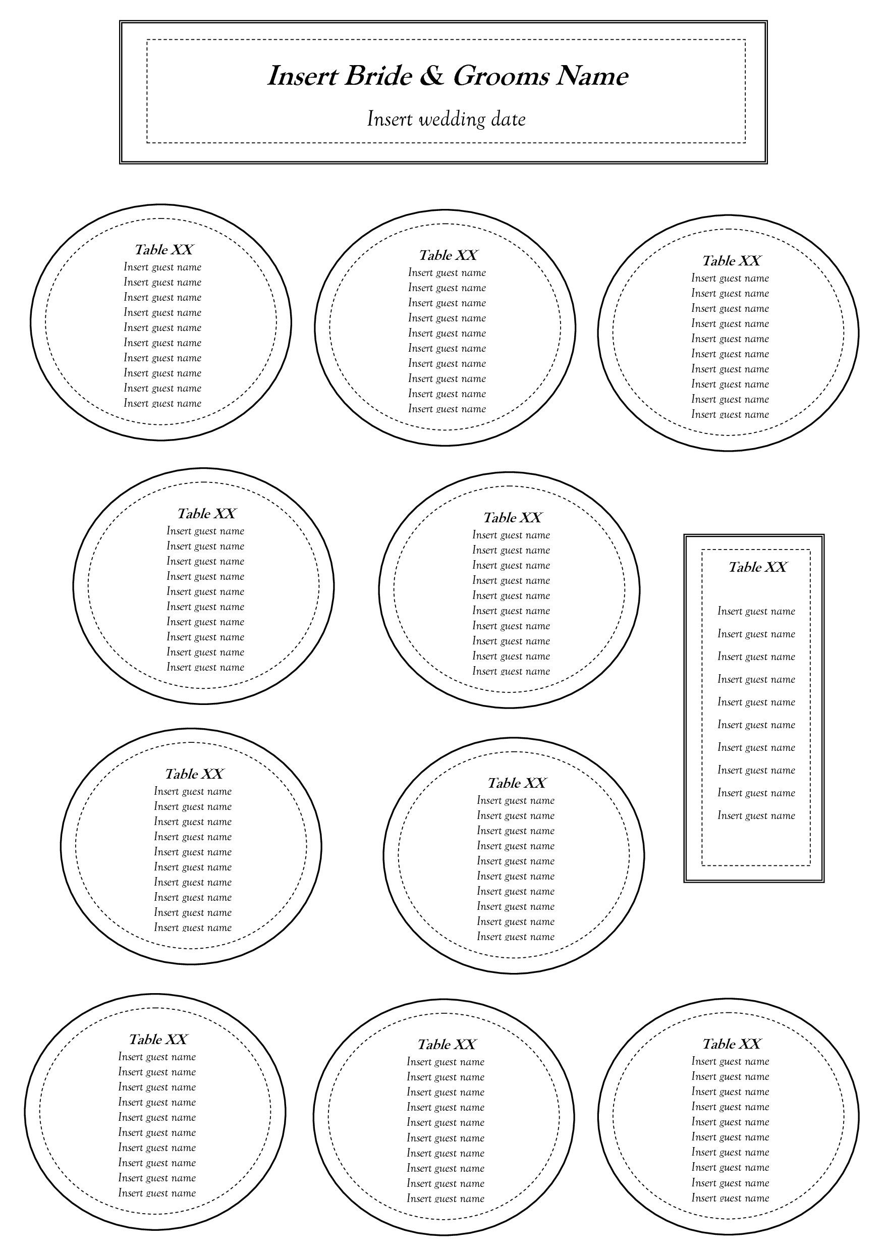 Free Table Seating Chart Template Seating Charts Seating Chart 