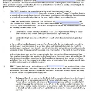 Free Texas Standard Residential Lease Agreement Template Pdf Word