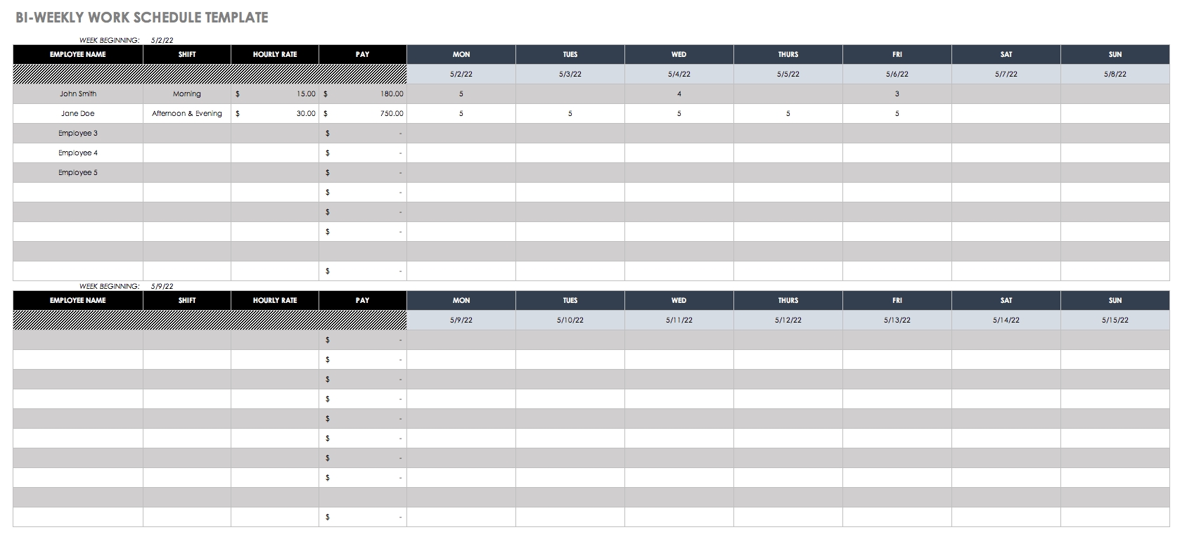 Free Work Schedule Templates For Word And Excel 