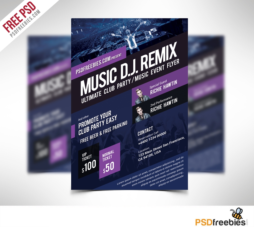 Freebie Music Event Flyer Template Free Psd On Behance 