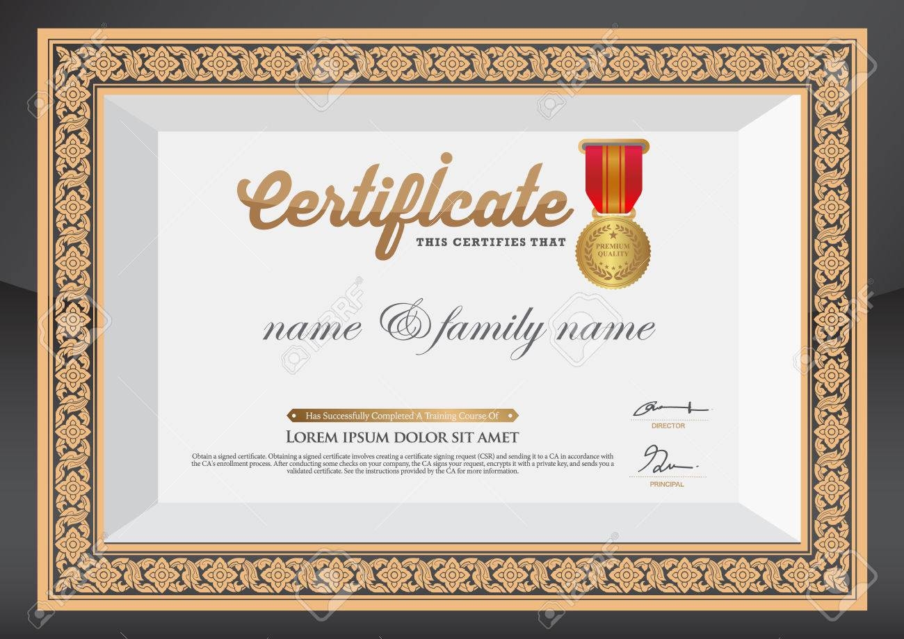 Gold Certificate Of Completion Template Royalty Free Cliparts 