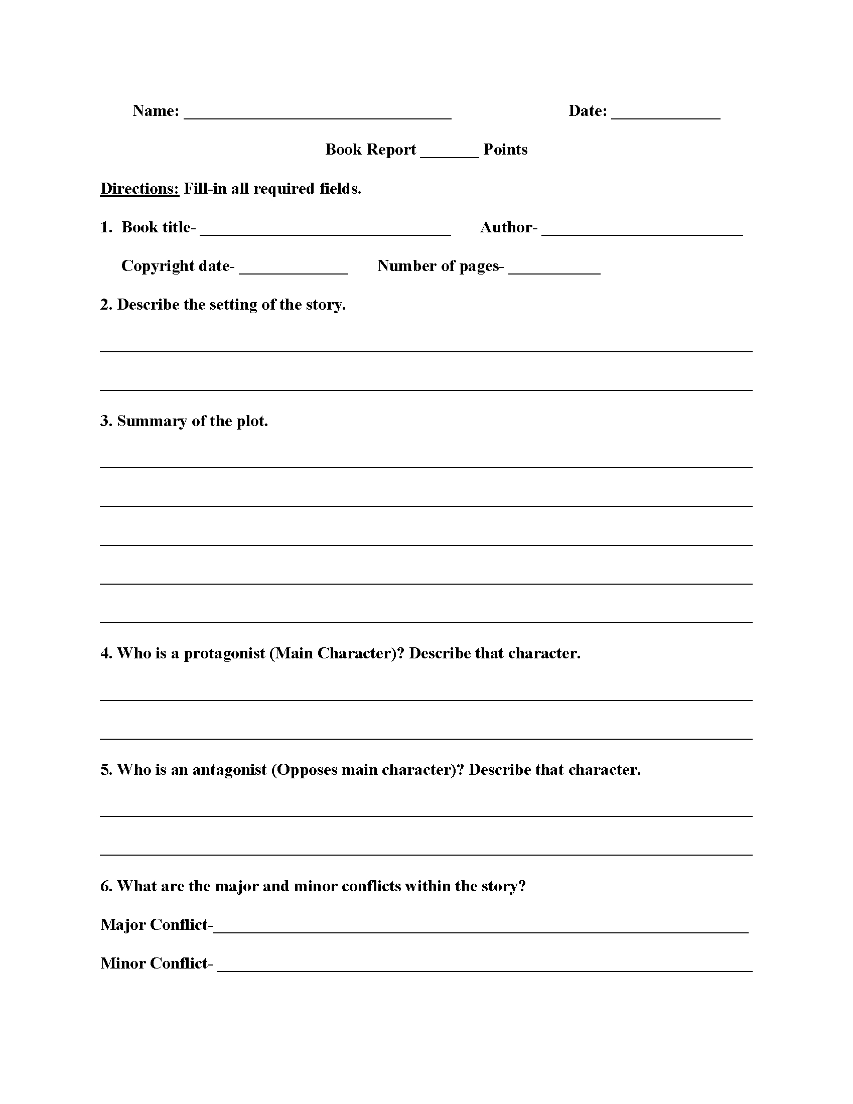 High School Book Report Worksheets Education High School Books 