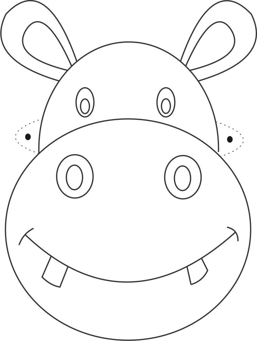 Hippo Mask Printable Coloring Page For Kids Hippo Mask Printable