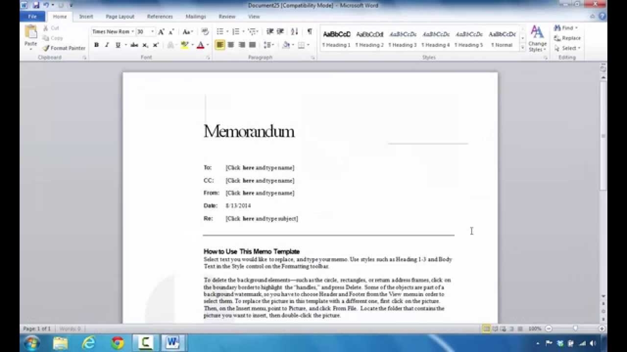 How To Create A Memo In Microsoft Word 2010 Youtube 