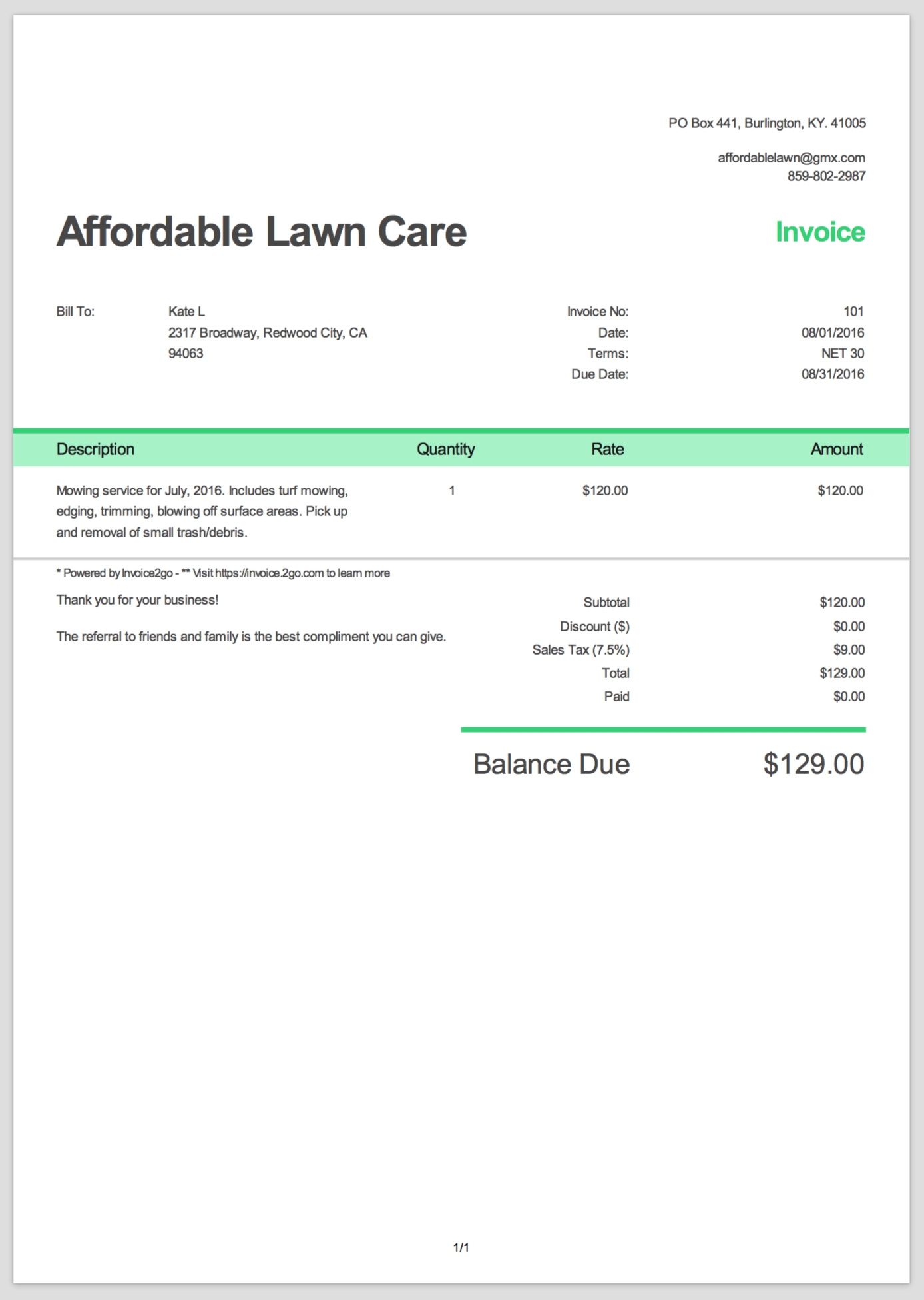 Image Of Invoice Template