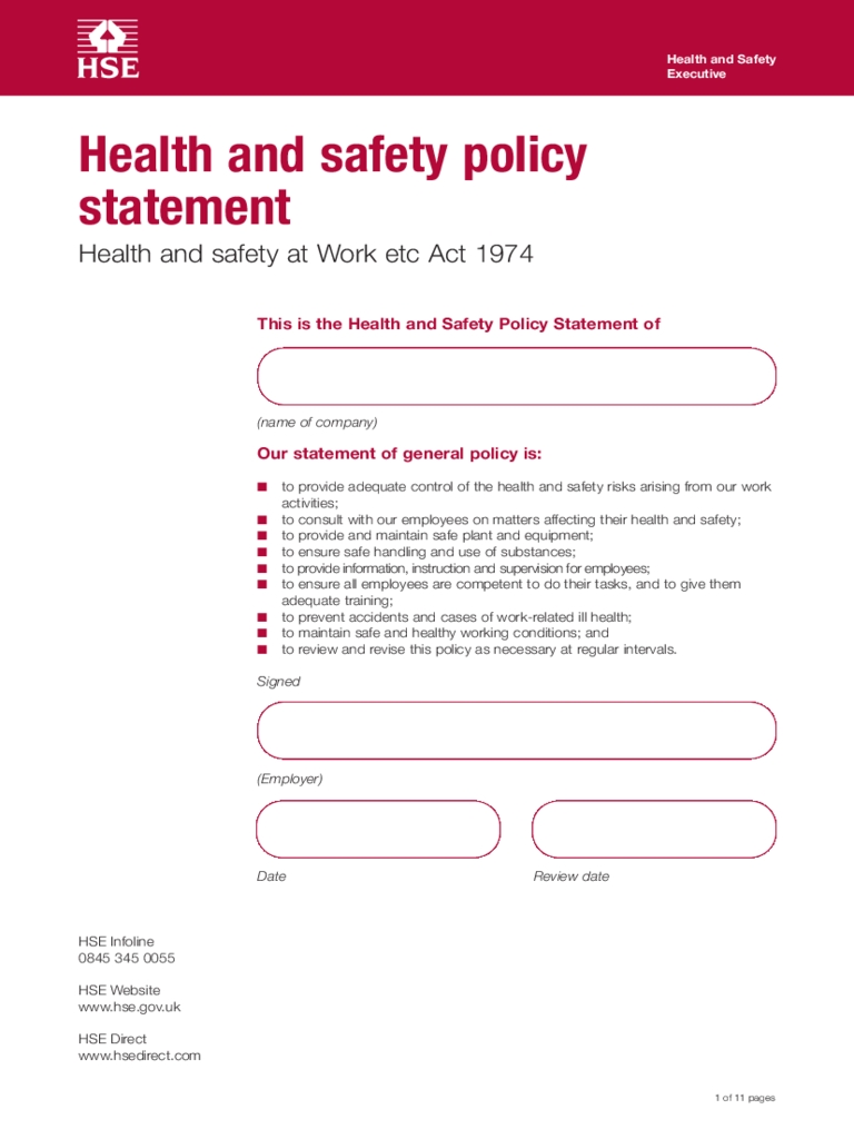 Ideas For Basic Health And Safety Policy Template On Free 