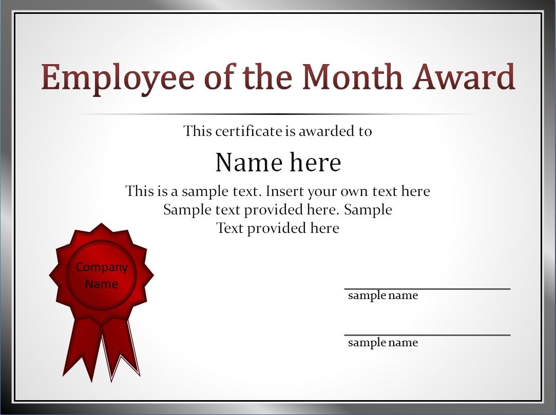 Impressive Employee Of The Month Award And Certificate Template With 